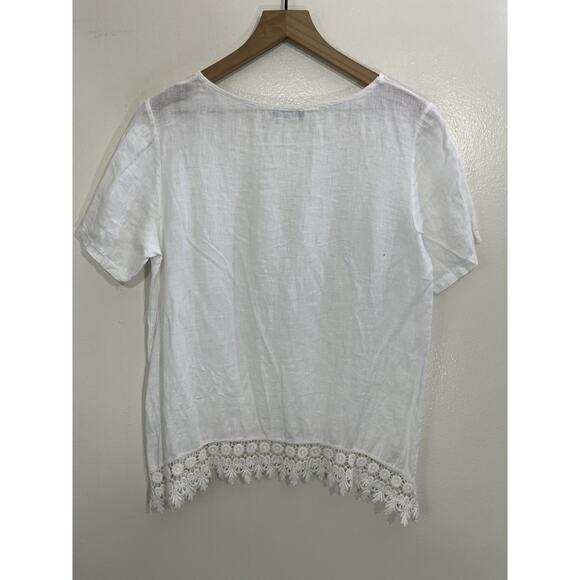 Coastal Rustic Cabincore Boho Cottagecore Linen Top M Italy Prairie Minimalist - Picture 3 of 16